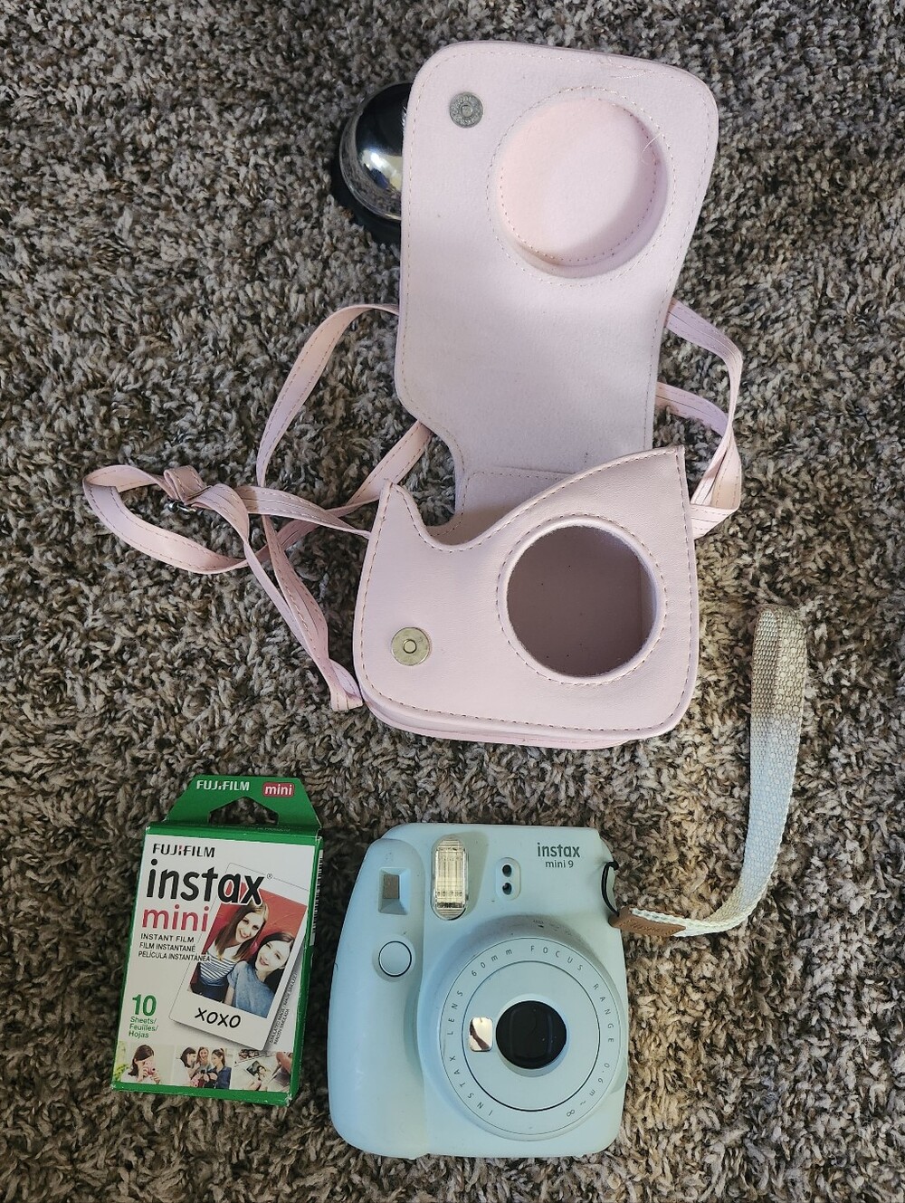 Instax Mini 9 Instant Camera with Pink Case and Blue Camera